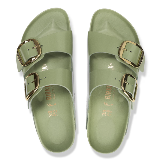 Birkenstock 1028604 Arizona Big Buckle High Shine Green Tea Natural Leather Patent Regular