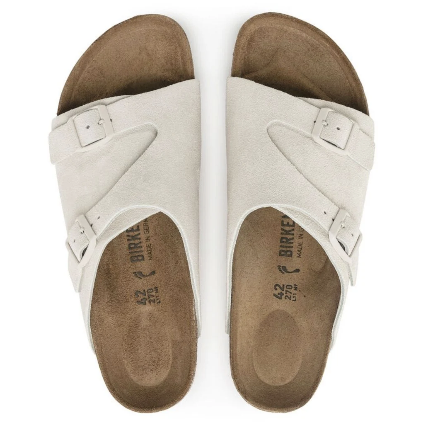 Birkenstock 1025028 Zurich BS Antique White Suede Leather Regular