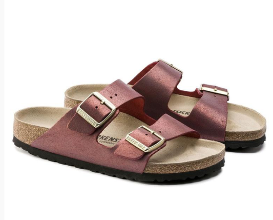 Birkenstock 1014901 Arizona SU Washed Metallic Port