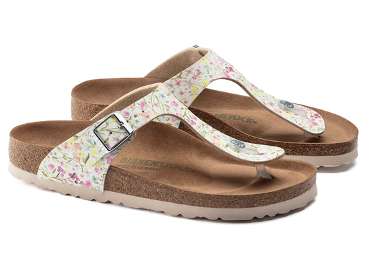 Birkenstock 1018466 Gizeh White Flower Vegan - BF/Micro fibre R